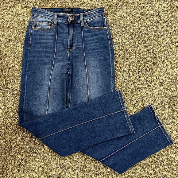 Judy Blue Front Seam Cuffed Straight Leg Jeans High Waist size 28 - Picture 3 of 9